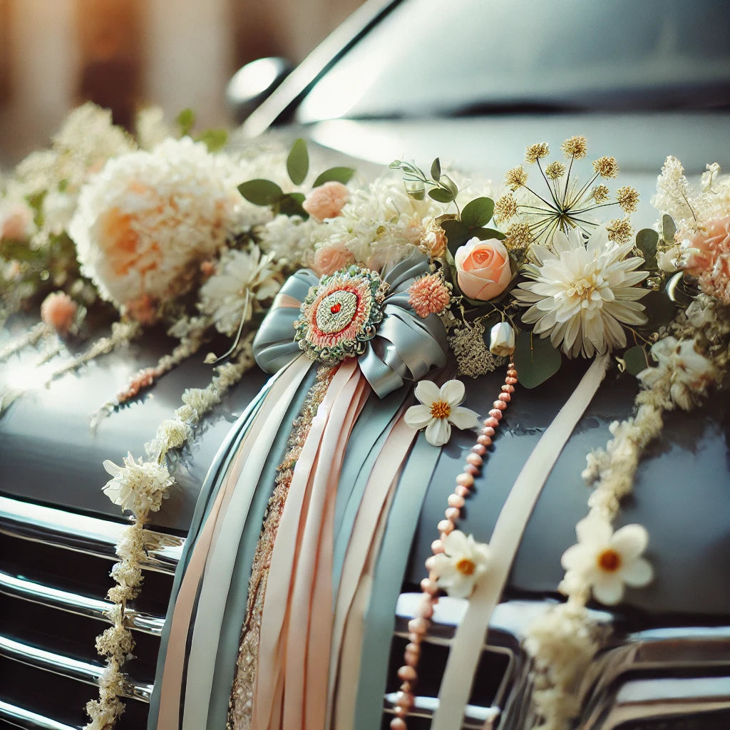 Autodekoration Hochzeit Blumen