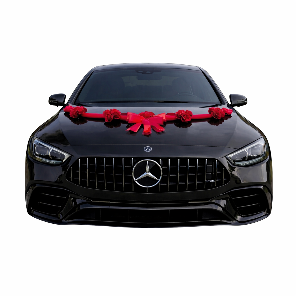 Autoschmuck Hochzeit Auto ANDREA Rosen Rot Blumendeko Motorhaube Dekoration