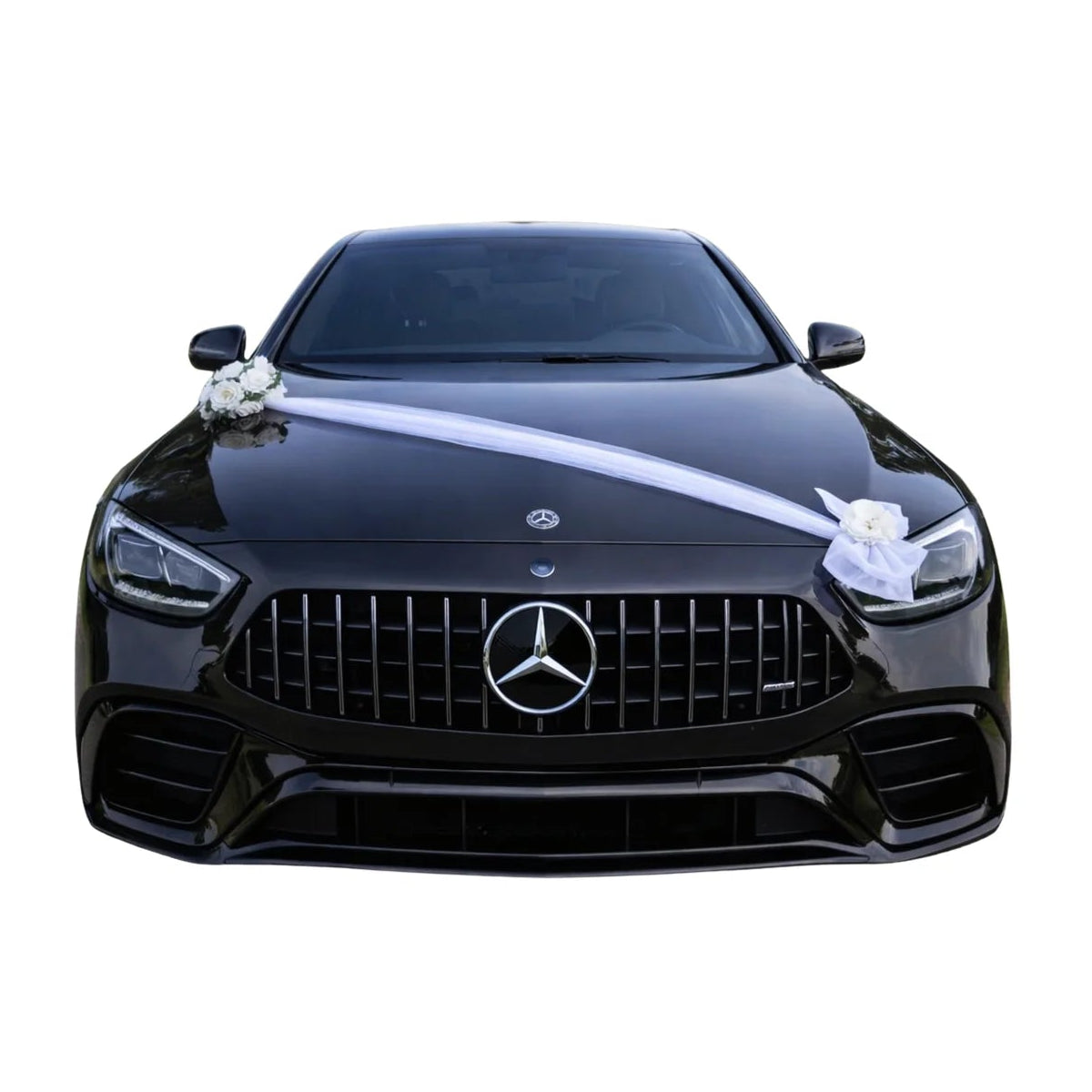 Autoschmuck Hochzeit Auto ARIANA Rosen Gesteck Weiss Blumendeko Motorhaube Dekoration