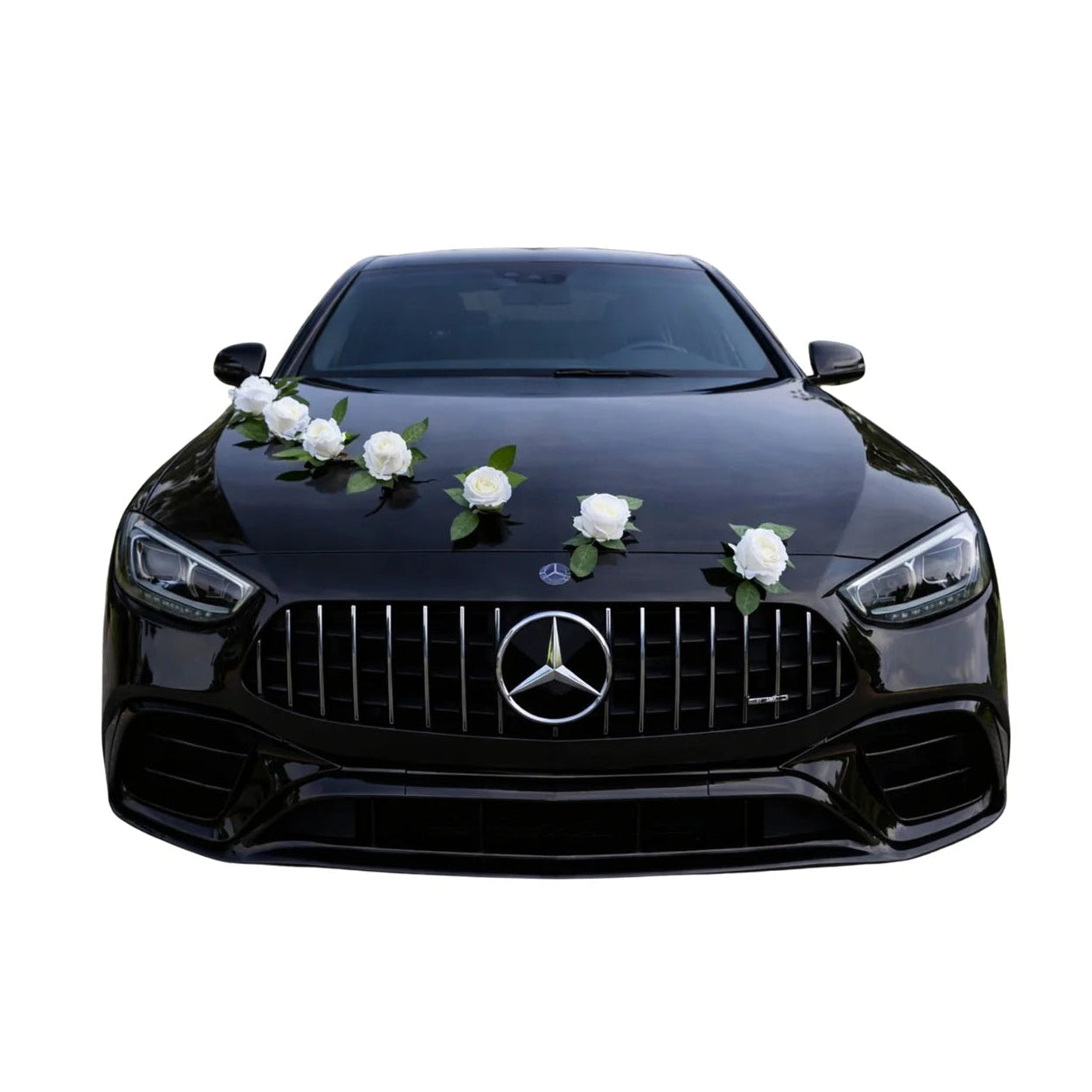 Autoschmuck Hochzeit Auto Deko Dekoration FAIR Rosen Weiss Motorhaube Autodeko Mercedes