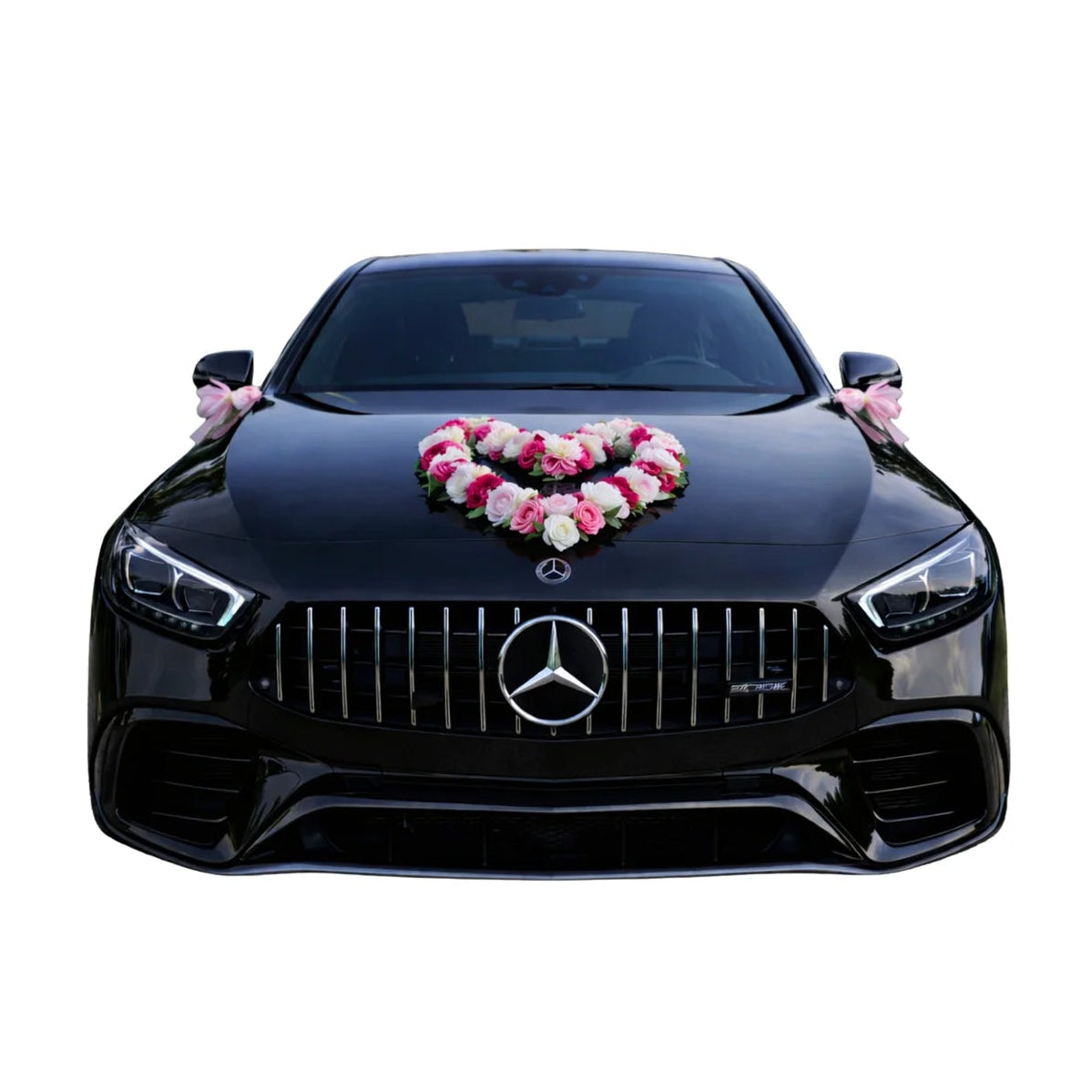 Autoschmuck Hochzeit Auto LEA Rosen Rosenherz Rosen Herz Rot Weiss Rosa Blumendeko Motorhaube Dekoration
