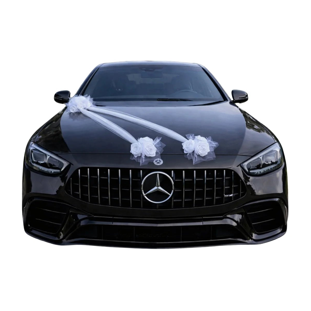 Autoschmuck Hochzeit Auto LEONIE Rosen Weiss Blumendeko Motorhaube Dekoration