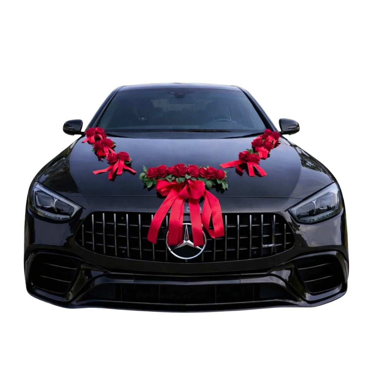 Autoschmuck Hochzeit Auto MAYCA Rosen Rot Gesteck Blumendeko Motorhaube Dekoration