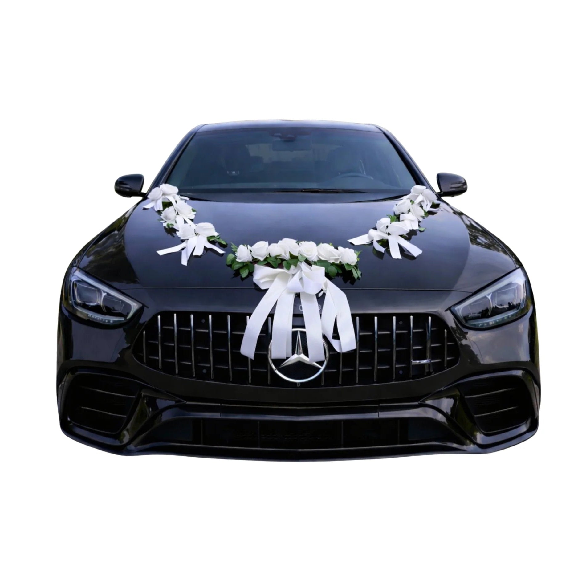 Autoschmuck Hochzeit Auto Mayca Rosen Gesteck Weiss Blumendeko Motorhaube Dekoration