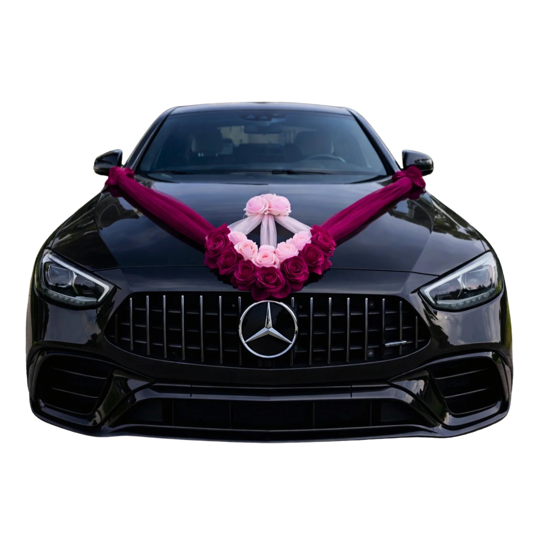 Autoschmuck Hochzeit Auto NATALIE Rosen Rot Rosa Blumendeko Motorhaube Dekoration Mercedes