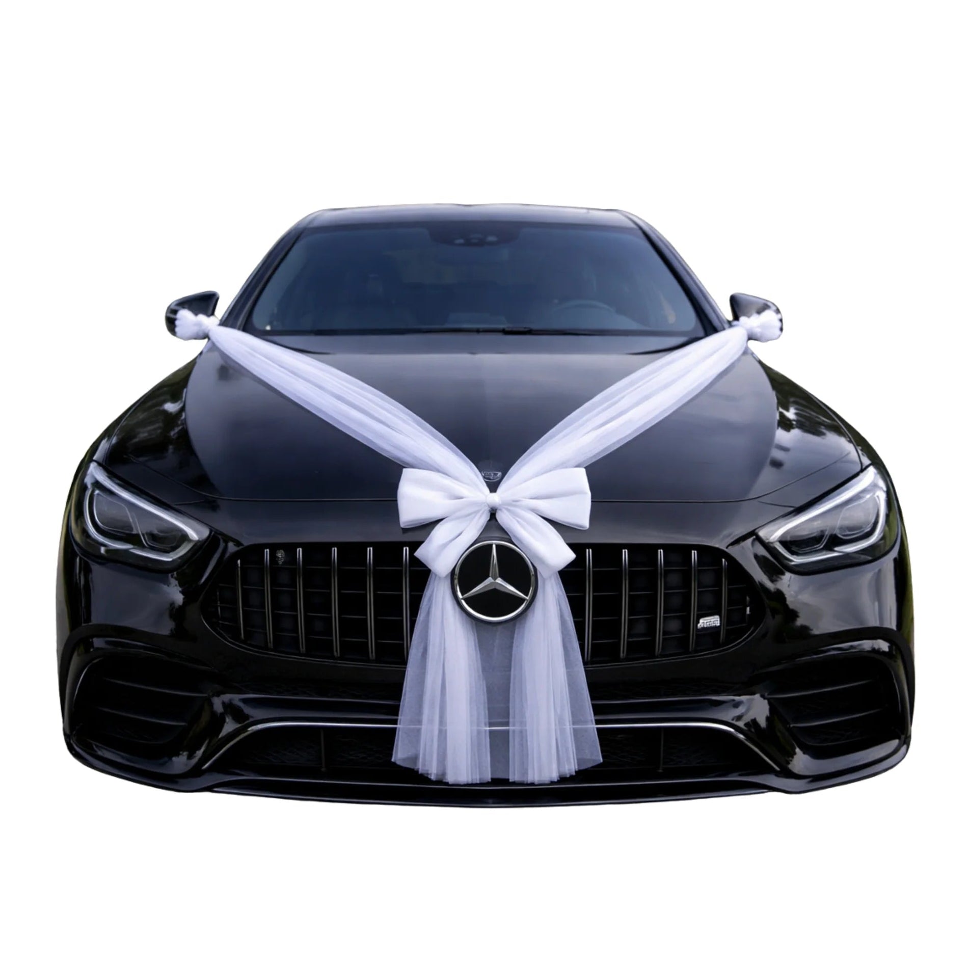 Autoschmuck Hochzeit Auto SOPHIE Weiss Blumendeko Motorhaube Dekoration Mercedes Frontal