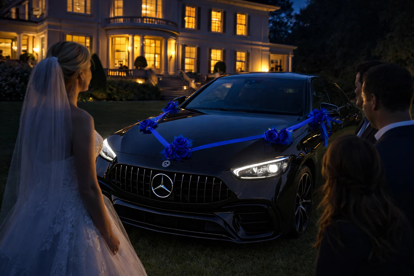 Auto-Hochzeitsschmuck Motorhaube - RITA Royalblau