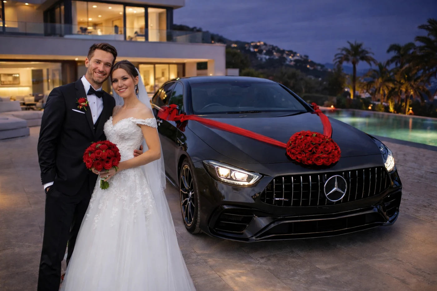 Auto-Hochzeitsschmuck Motorhaube - SANTE Rot