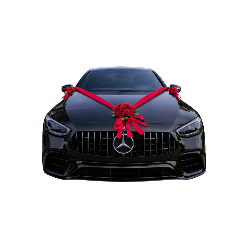 Autoschmuck Hochzeit Blumendeko Motorhaube - NICOLE Rot