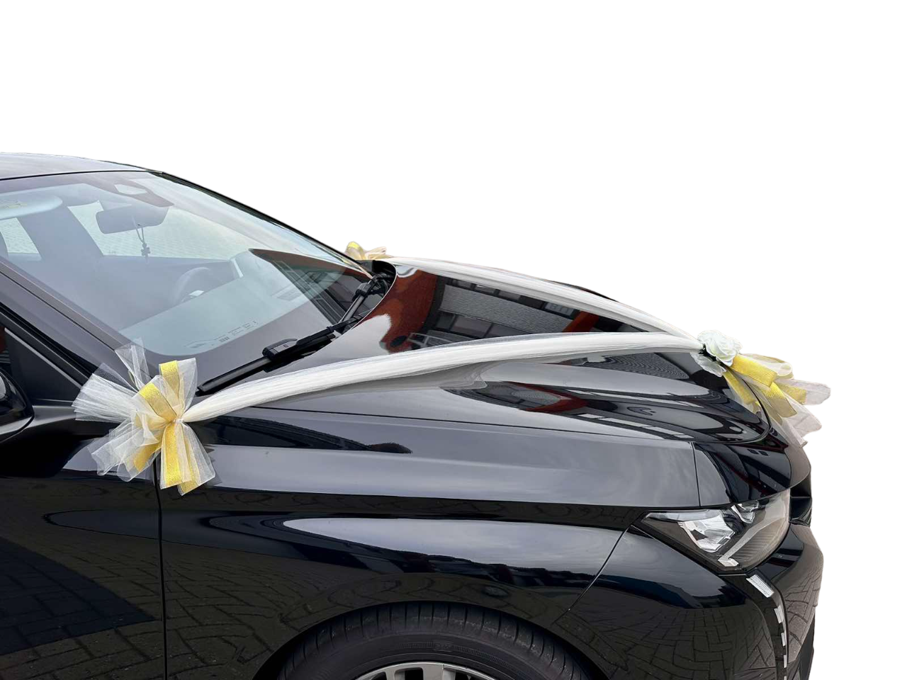 Auto-Hochzeitsschmuck Motorhaube - CLARA Ecru & Gold
