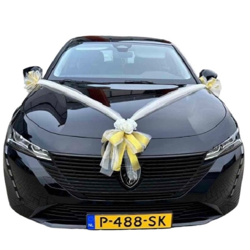 Auto-Hochzeitsschmuck Motorhaube - CLARA Ecru & Gold