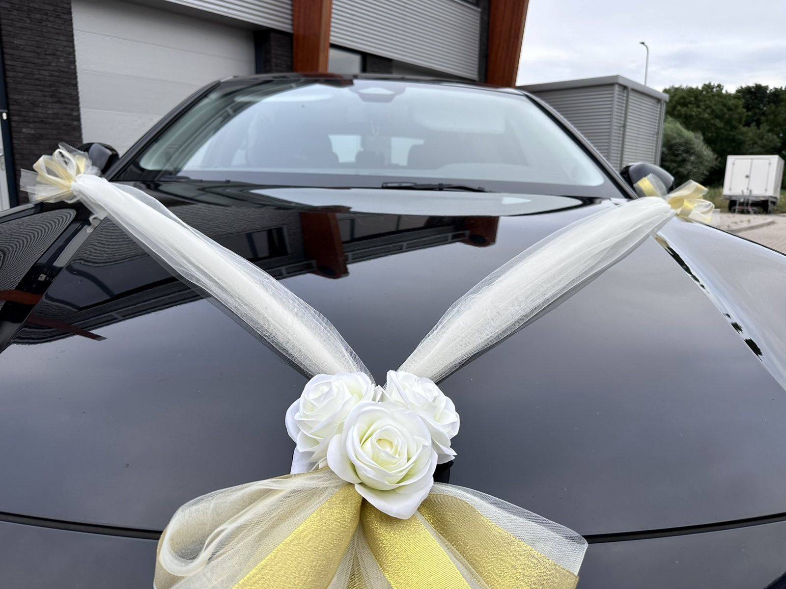 Auto-Hochzeitsschmuck Motorhaube - CLARA Ecru & Gold