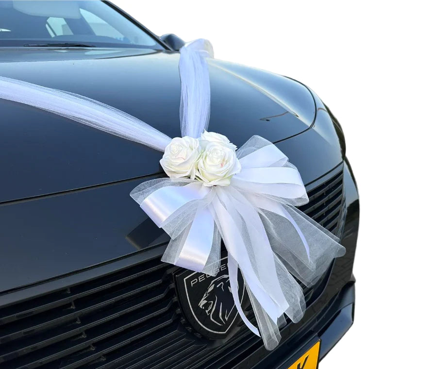 Auto-Hochzeitsschmuck Motorhaube - CLARA Weiss
