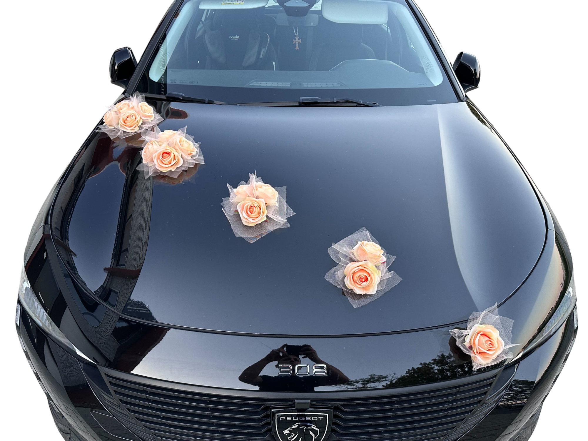 Auto-Hochzeitsschmuck Motorhaube - DONATA Pfirsich