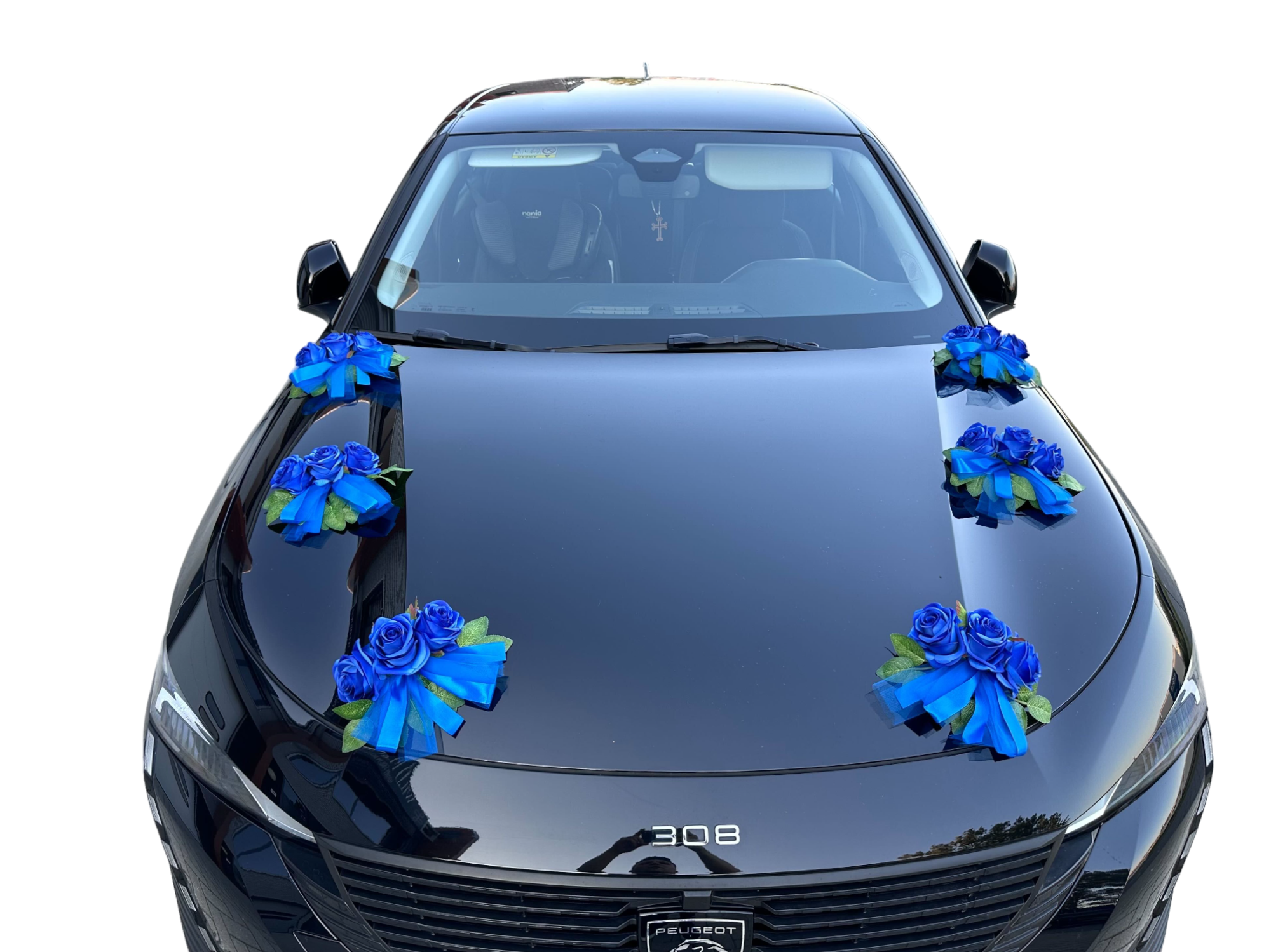 Auto-Hochzeitsschmuck Motorhaube - MARTINA Blau