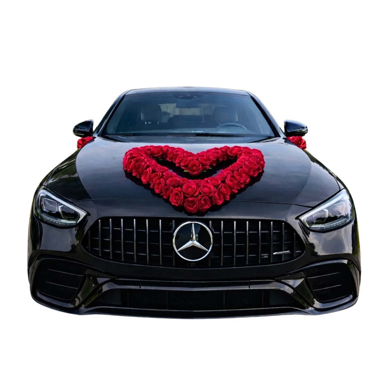 Autoschmuck Hochzeit Auto AVERA Rosenherz Rosen Herz XXL Rot Blumendeko Motorhaube Dekoration