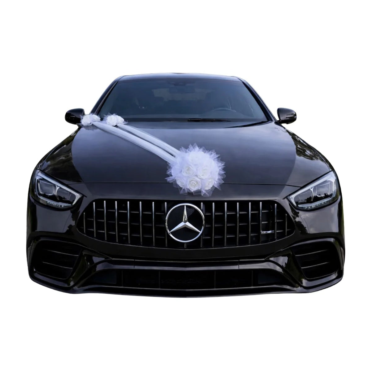 Autoschmuck Hochzeit Auto FERMINA Rosen Weiss Blumendeko Motorhaube Dekoration
