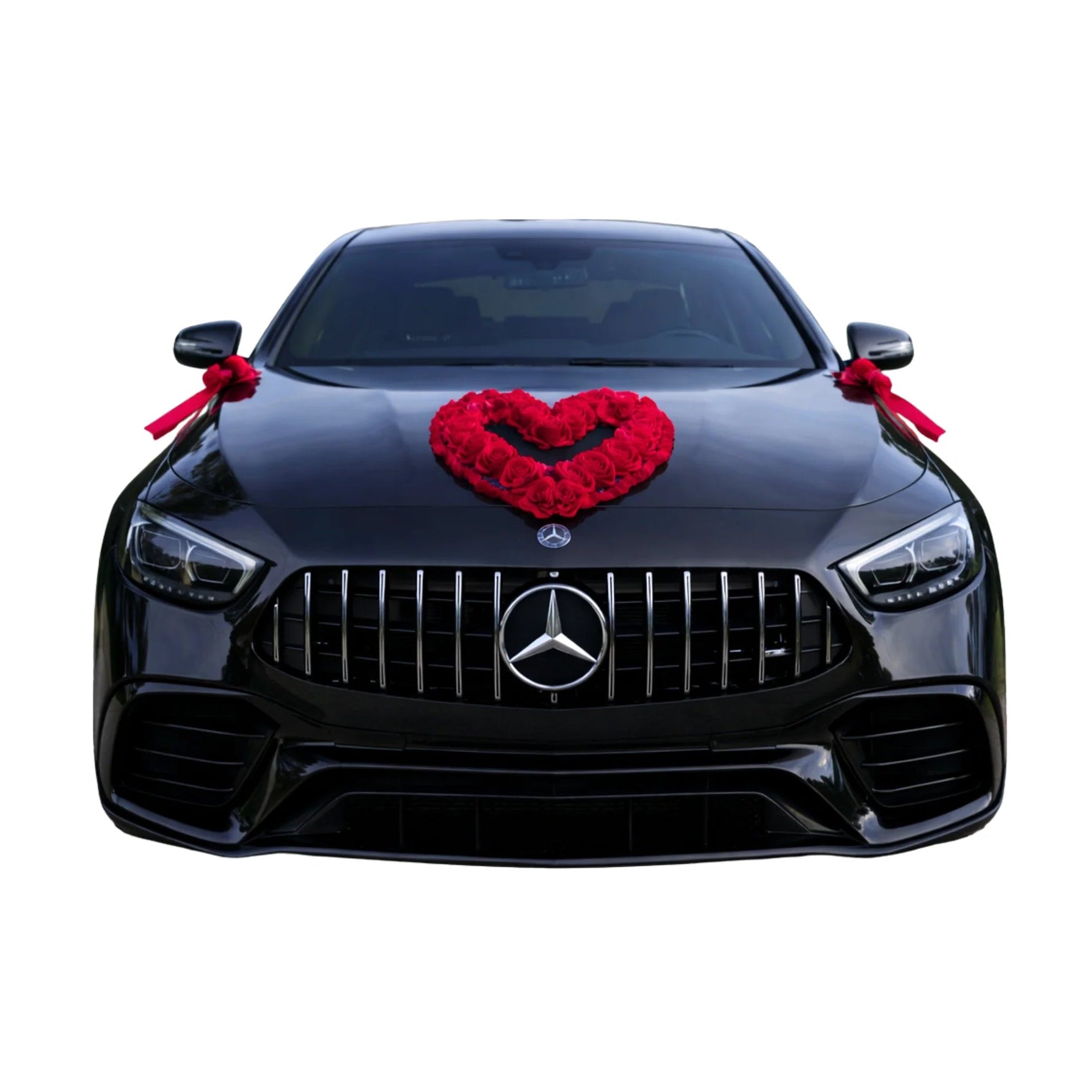 Autoschmuck Hochzeit Auto VALENTINA Rosenherz Rosen Herz Rot Blumendeko Motorhaube Dekoration
