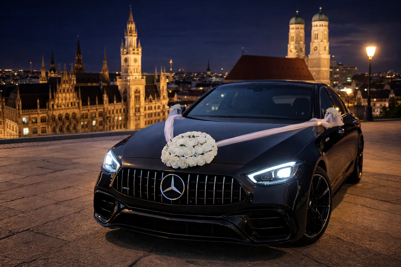 Auto-Hochzeitsschmuck Motorhaube - SANTE Weiß