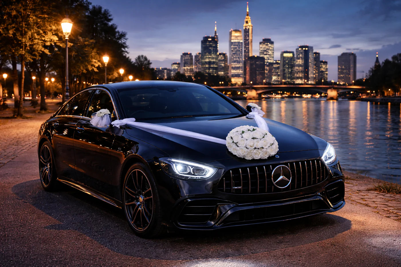 Auto-Hochzeitsschmuck Motorhaube - SANTE Weiß