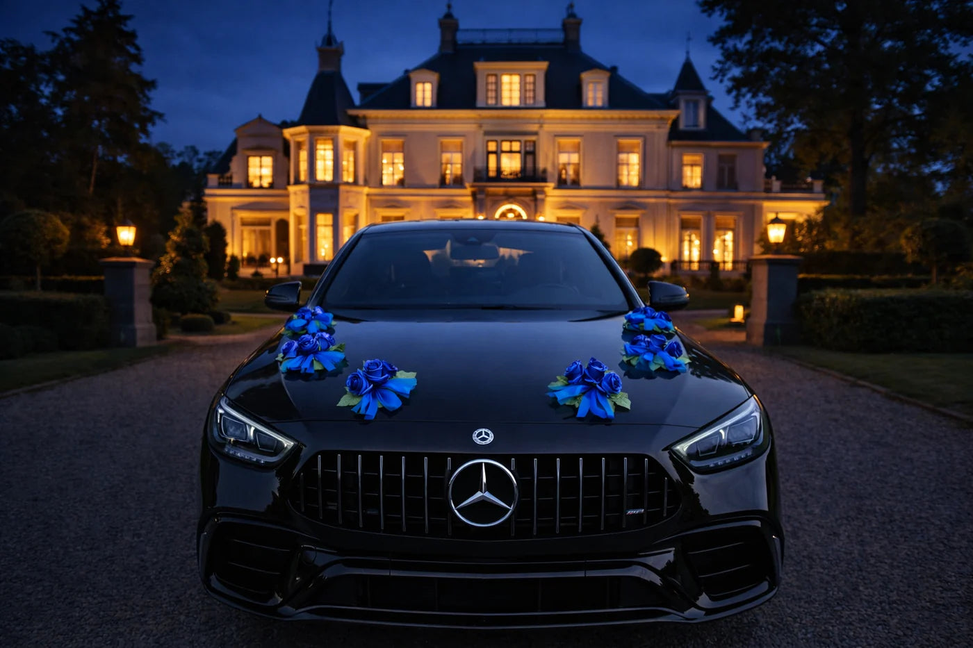 Auto-Hochzeitsschmuck Motorhaube - MARTINA Blau