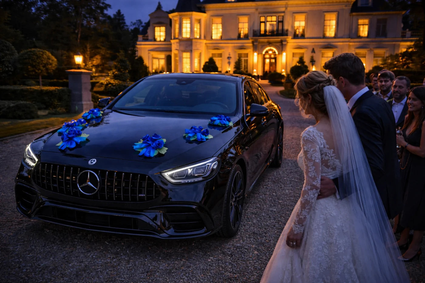 Auto-Hochzeitsschmuck Motorhaube - MARTINA Blau